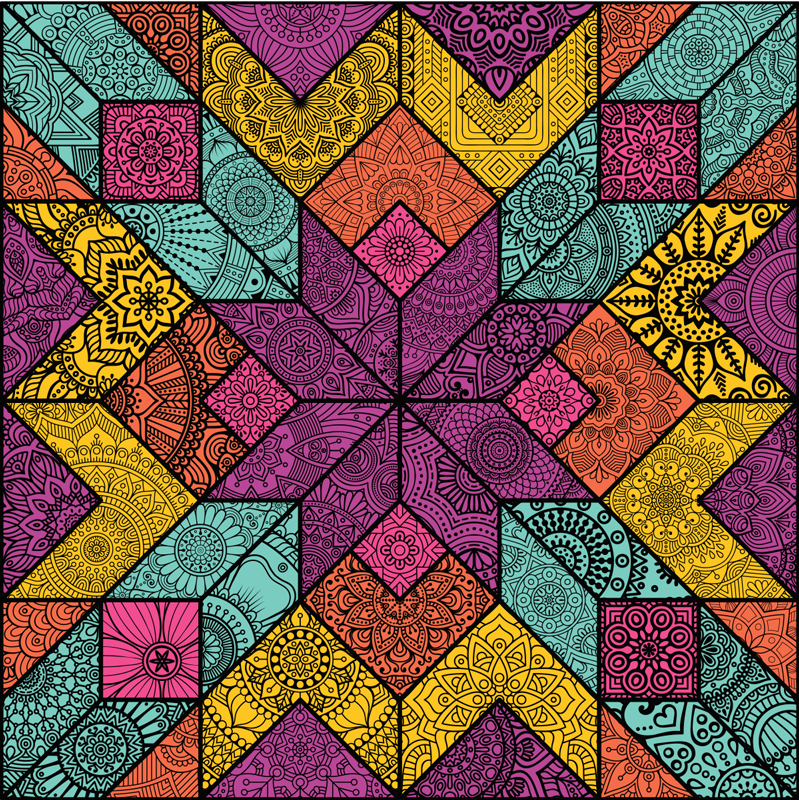 Vinyl teppe geometrisk fargerike geometriske elementer - Tenstickers