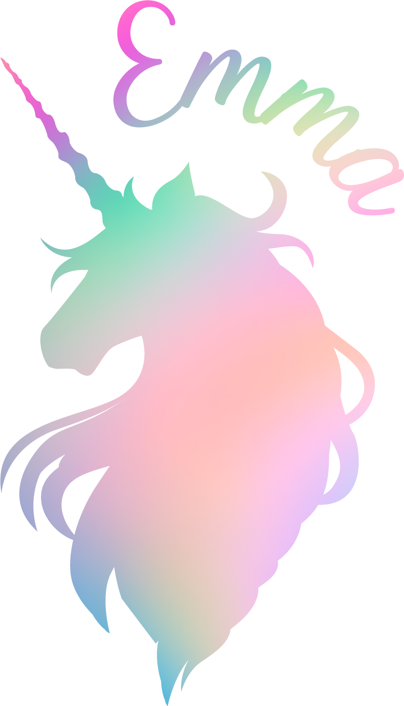 Vinyl teppe spedbarn tilpassbar unicorn silhuett - Tenstickers