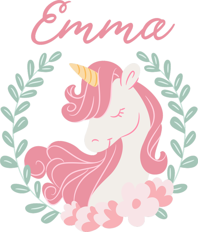 Vinyl teppe spedbarn prinsesse enhorn med navn - Tenstickers