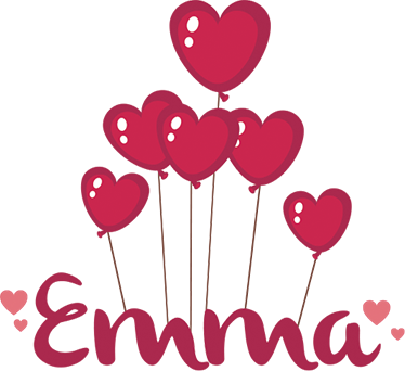 Vinyl teppe spedbarn hjerte luftballonger med navn - Tenstickers