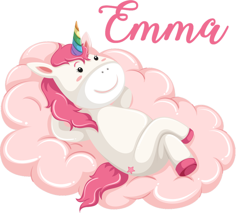 Unicorn i sky med navn vinyl teppe spedbarn - Tenstickers