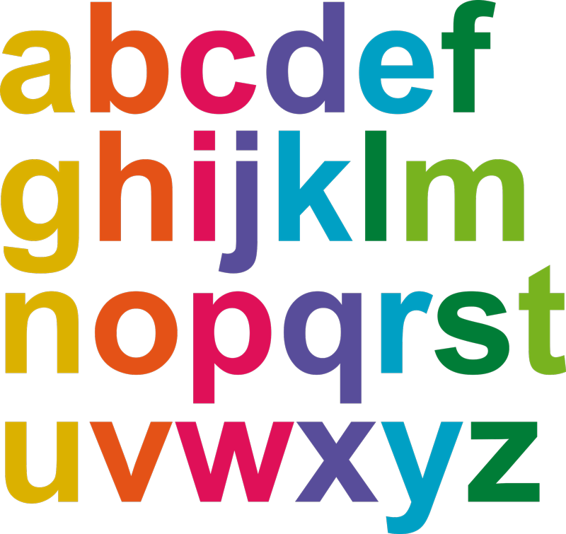 Vinyl teppe spedbarn minimalistisk fargealfabet - Tenstickers