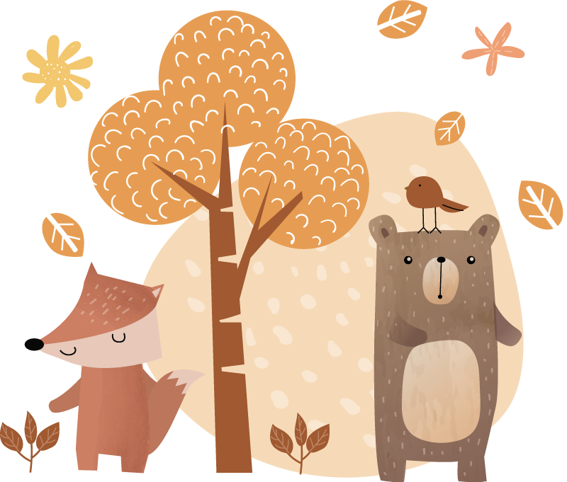 Dyrene og treet vinyl teppe spedbarn - Tenstickers