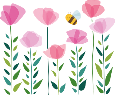 Vinyl teppe spedbarn rosa blomster og bie - Tenstickers