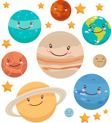 Planeter klistremerker vinyl teppe spedbarn - Tenstickers