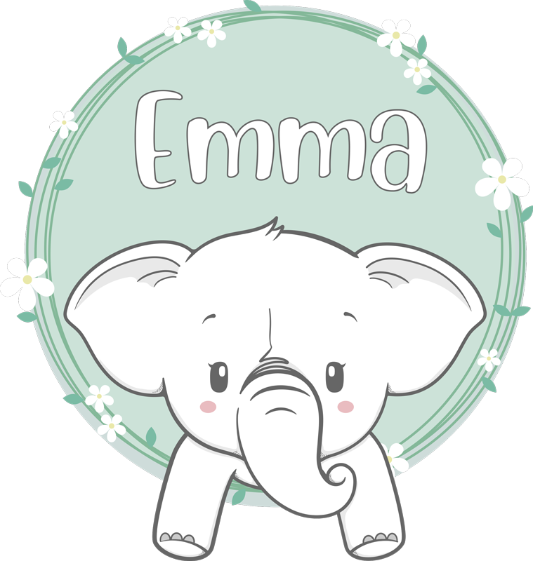 Vinyl teppe spedbarn elefant med navn - Tenstickers