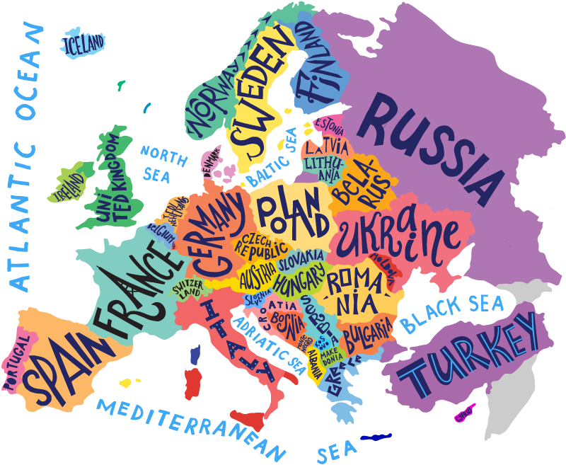 Vinyl teppe spedbarn europa kart for barn - Tenstickers