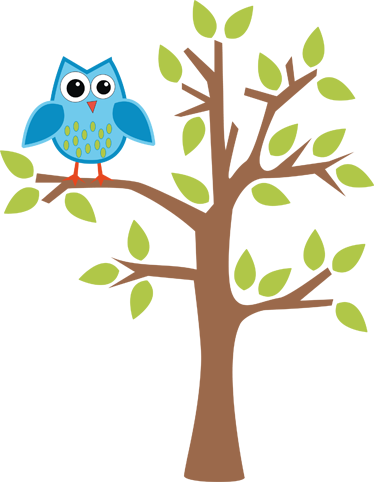 Tre med blå ugle vinyl teppe spedbarn - Tenstickers