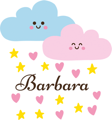 Blå og rosa sky med navn vinyl teppe spedbarn - Tenstickers