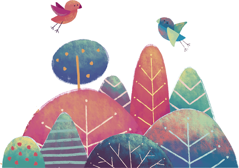 Vinyl teppe spedbarn blå og rosa trær - Tenstickers