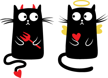 Vinyl teppe spedbarn gode og dårlige katter - Tenstickers