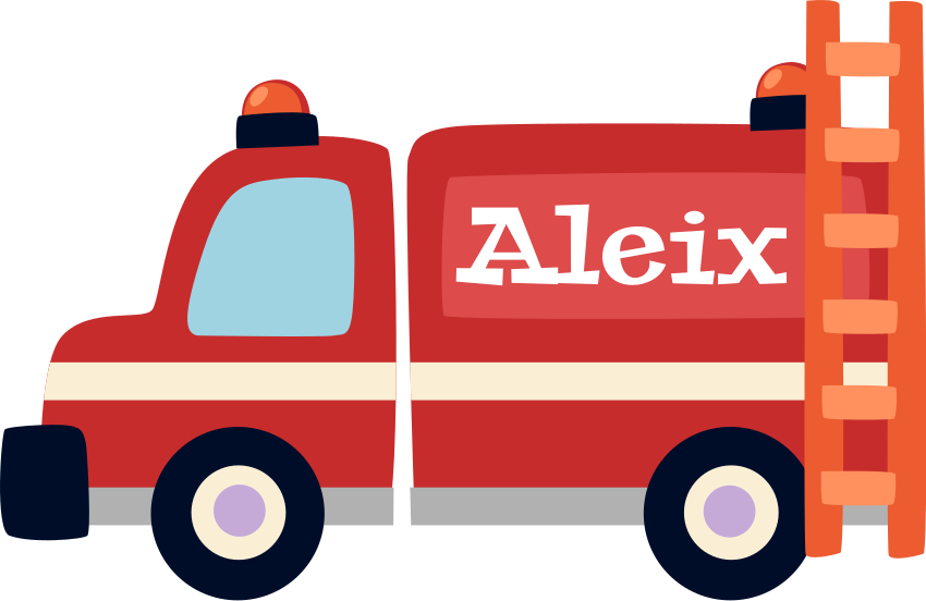 Vinyl teppe spedbarn brannbil med navn - Tenstickers