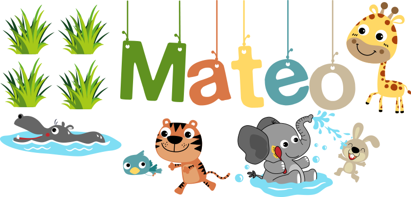 Vinyl teppe spedbarn med navnet jungeldyr - Tenstickers