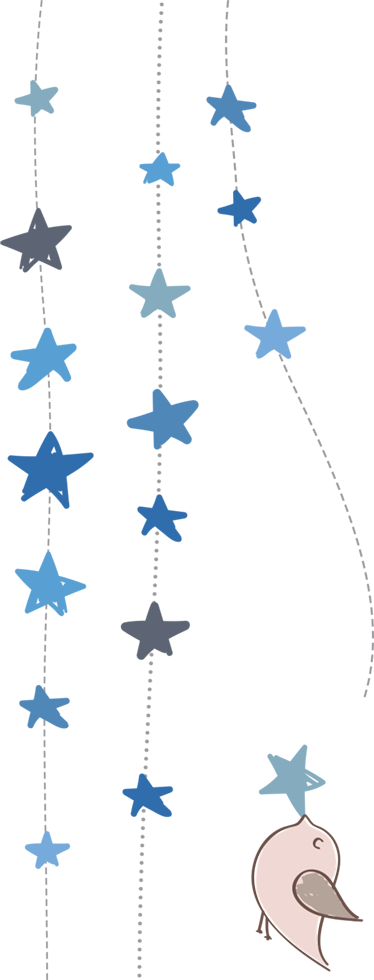 Blå stjerner og fugl vinyl teppe spedbarn - Tenstickers