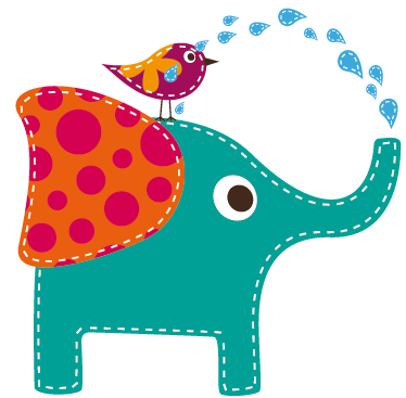 Vinyl teppe spedbarn elefant som dusjer fugl - Tenstickers