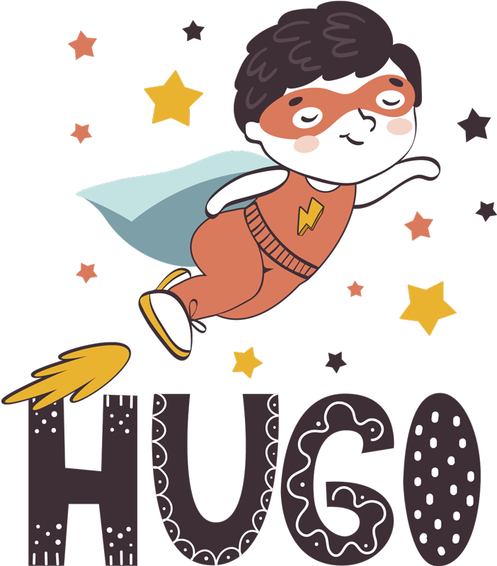 Vinyl teppe spedbarn med personlig superhelt navn - Tenstickers