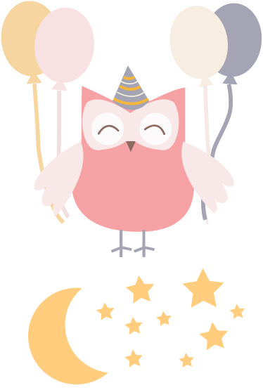 Festende ugle vinyl teppe spedbarn - Tenstickers