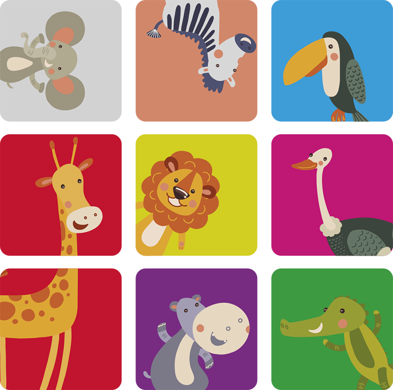 Fargerike fliser med dyr vinyl teppe spedbarn - Tenstickers