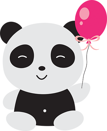 Panda med rosa ballong vinyl teppe spedbarn - Tenstickers