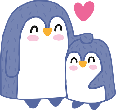 Vinyl teppe spedbarn mor og baby pingvin - Tenstickers