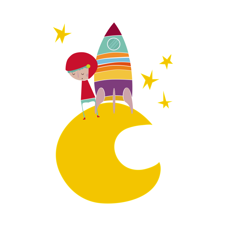 Vinyl teppe spedbarn rakett på månen - Tenstickers