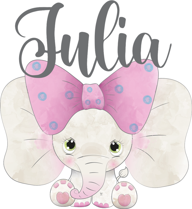 Elefant med baby og navn vinyl teppe spedbarn - Tenstickers