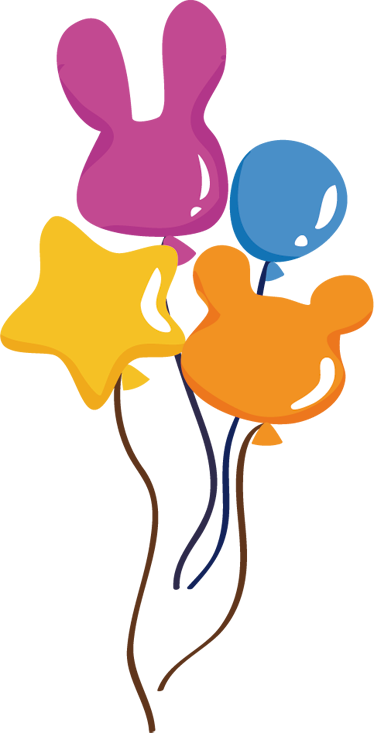 Vinyl teppe spedbarn med dyreformede ballonger - Tenstickers