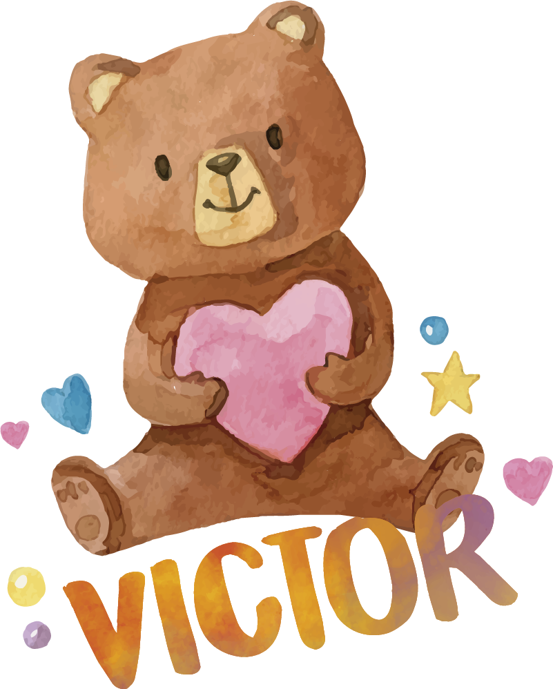 Vinyl teppe spedbarn med kosebamse med hjerte - Tenstickers