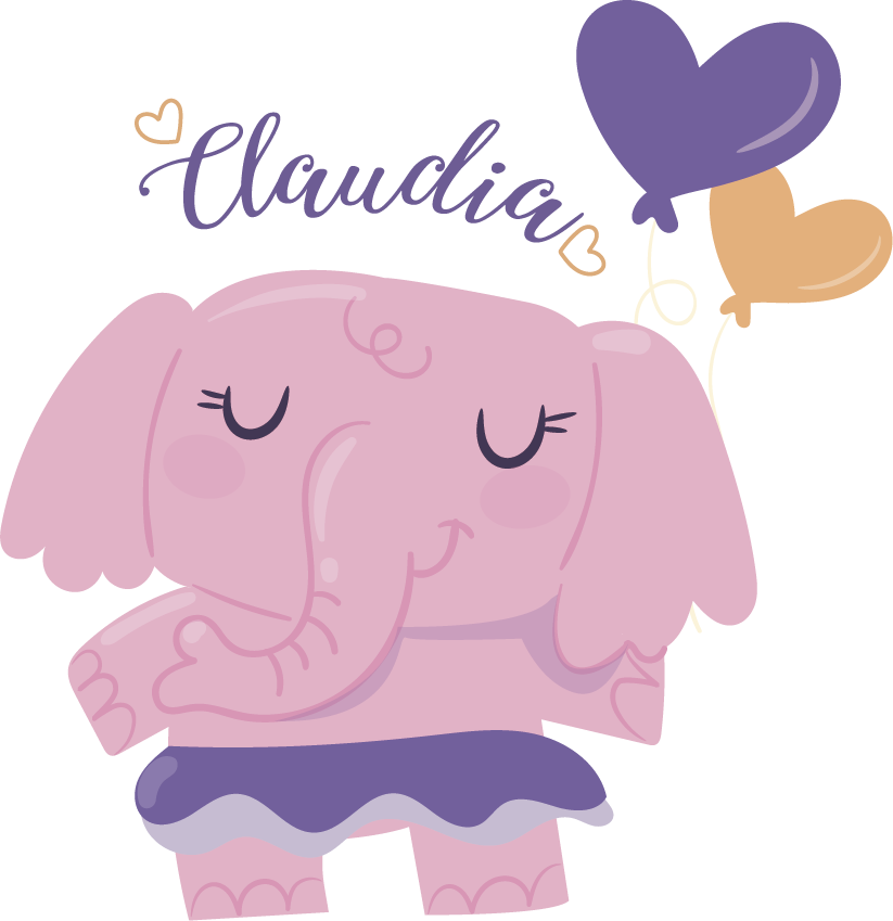Vinyl teppe spedbarn rosa elefant med navn - Tenstickers
