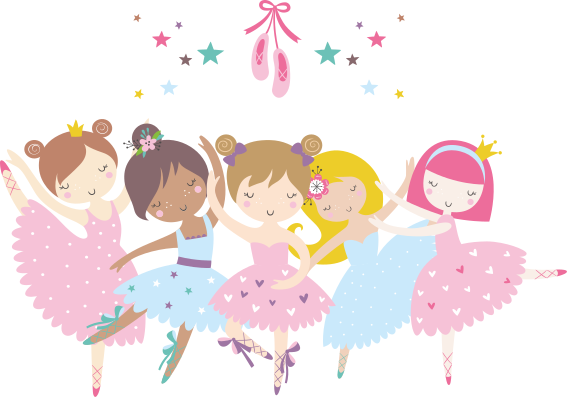 Ballettstjerner fargerik illustrasjon vinyl teppe spedbarn - Tenstickers