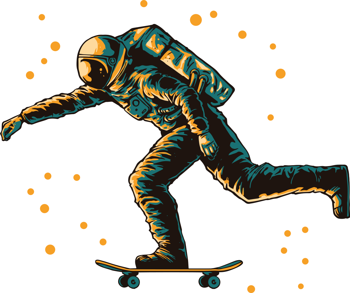 Vinyl teppe spedbarn astronaut på skateboard - Tenstickers