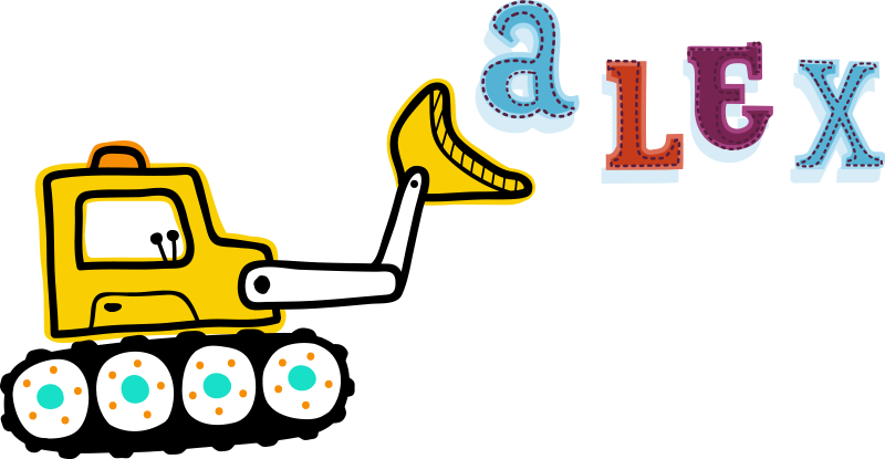 Gravemaskin med navn vinyl teppe spedbarn - Tenstickers