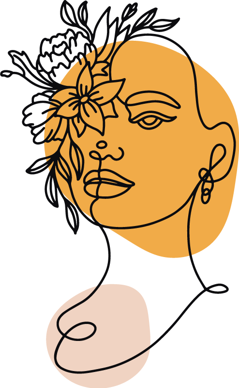 Vinyl teppe soverom minimalistisk portrett av kvinne - Tenstickers