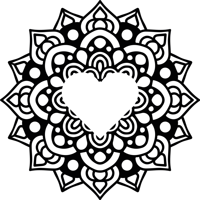 Mandala med hjerteformet ramme vinyl teppe soverom - Tenstickers