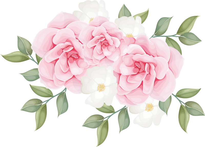 Vinyl teppe soverom elegante blomster i rosa - Tenstickers