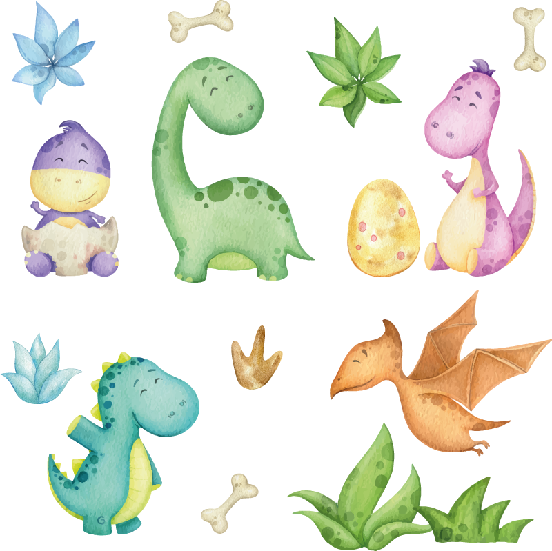 Nordisk dinosaur tegnet vinyl teppe soverom - Tenstickers