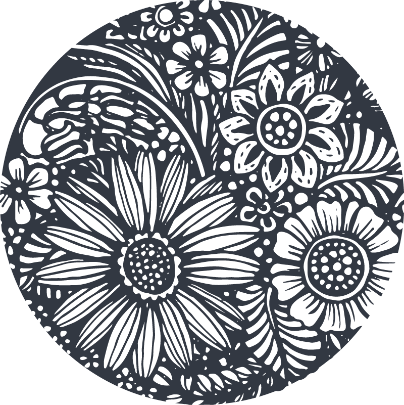 Rundt blomsterdesign vinyl teppe soverom - Tenstickers