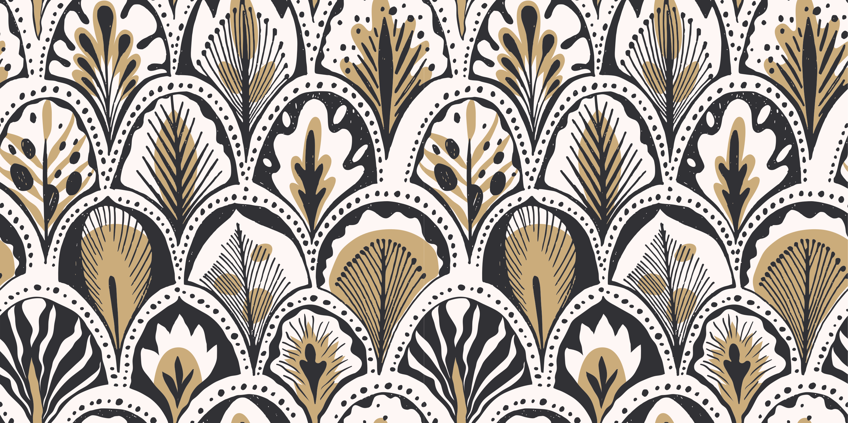 Vinyl teppe soverom art deco vifte mønster - Tenstickers