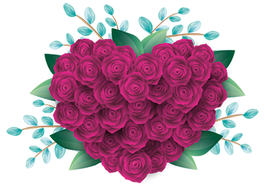 Hjertekrone med roser vinyl teppe soverom - Tenstickers