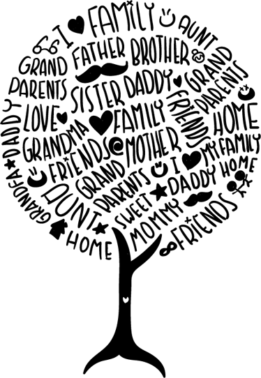 Familieterminologi vinyl teppe soverom - Tenstickers