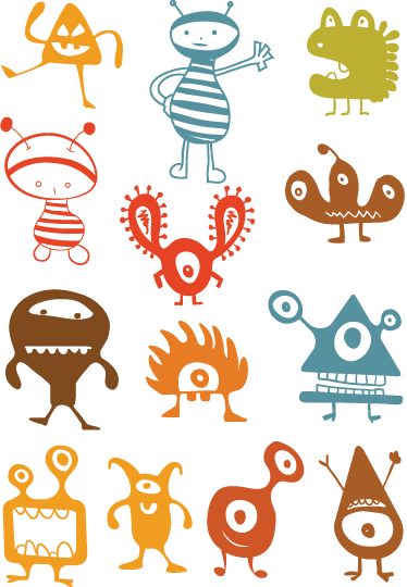 Fargerike romvesener vinyl teppe spedbarn - Tenstickers