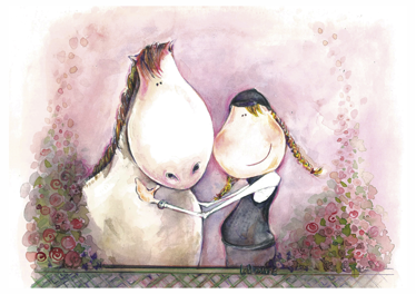 Jente og hest vinyl teppe spedbarn - Tenstickers