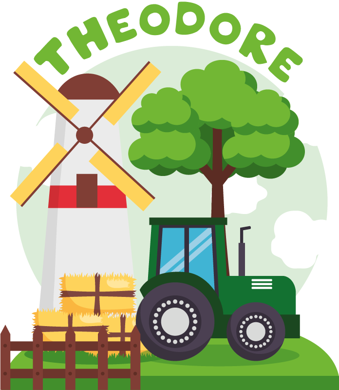 Grønn traktor med bakke og skyer vinyl teppe spedbarn - Tenstickers