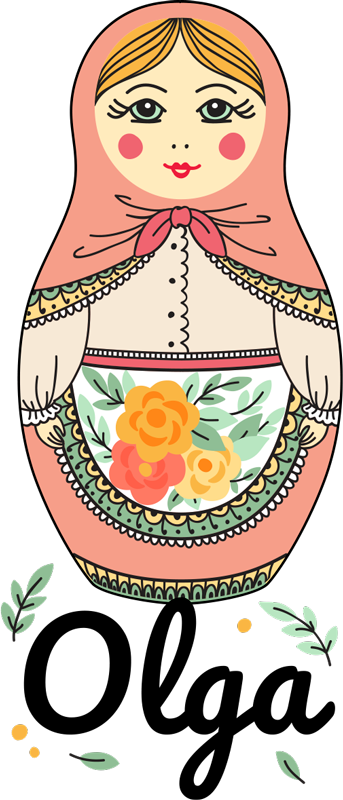 Matrioska med navn vinyl teppe spedbarn - Tenstickers