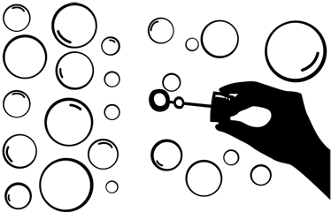 Vinyl teppe spill håndsilhuett bobler - Tenstickers