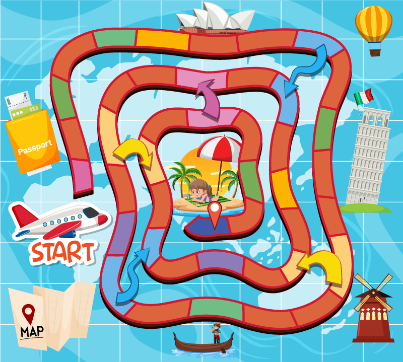 Vinyl teppe spill brettspill på reise - Tenstickers