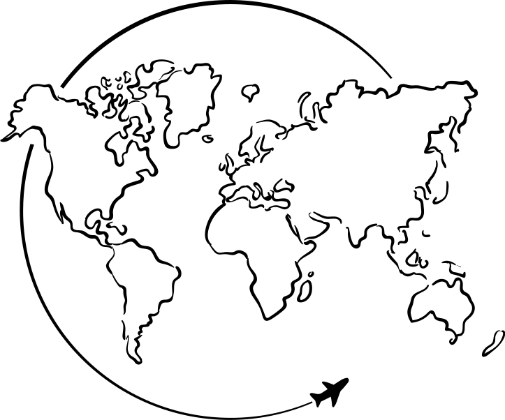 Vinyl teppe verdenskart med flyvende sirkler - Tenstickers