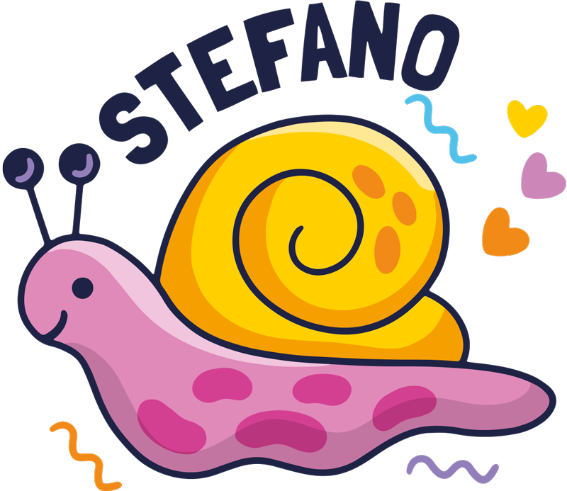 Fargerik snegle med navn vinyl teppe spedbarn - Tenstickers