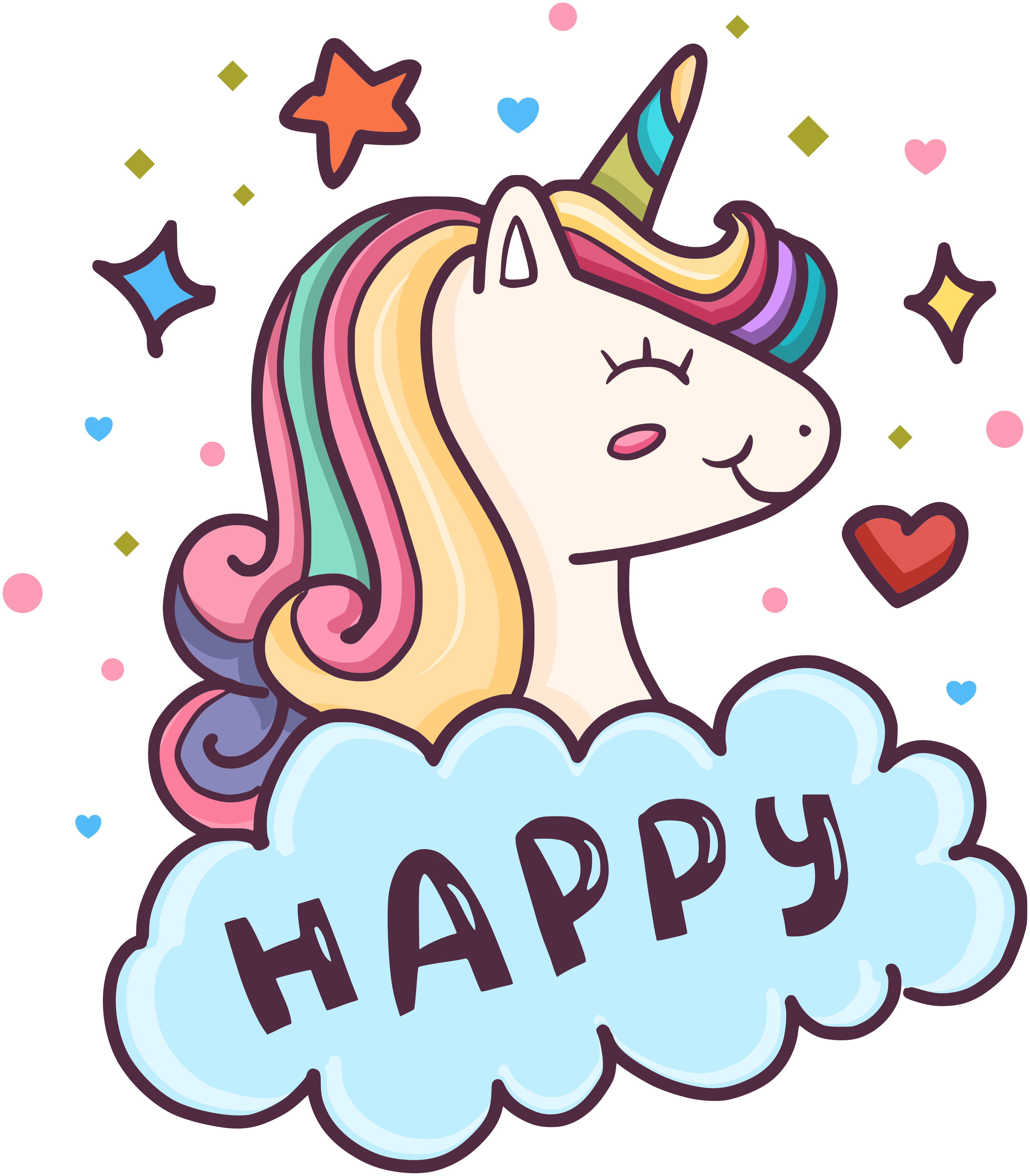 Unicornhode i skyen vinyl teppe spedbarn - Tenstickers