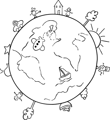 Vinyl teppe spedbarn verden reise dekorasjon - Tenstickers